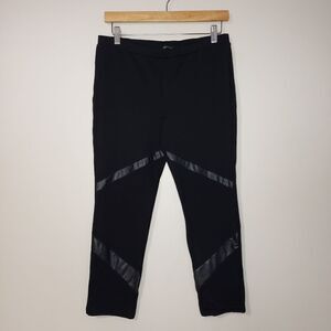 🦋3/$25 Lauren Vidal Small Black Cropped Leggings Faux Leather Details
